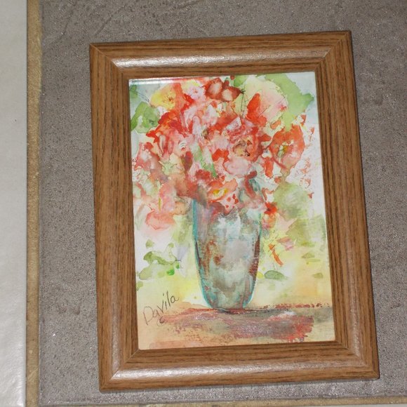 by Freelance Texas Artist Davila Other - New original "Tea Roses" watercolor painting 5"x7"